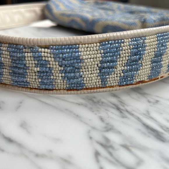 STAUD Tommy Beaded Bag Zebra in Light Blue Cream - Picture 5 of 6